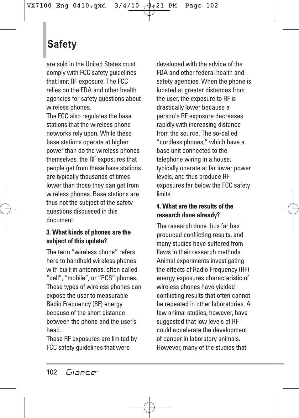 Safety | LG LGVX7100 User Manual | Page 104 / 260