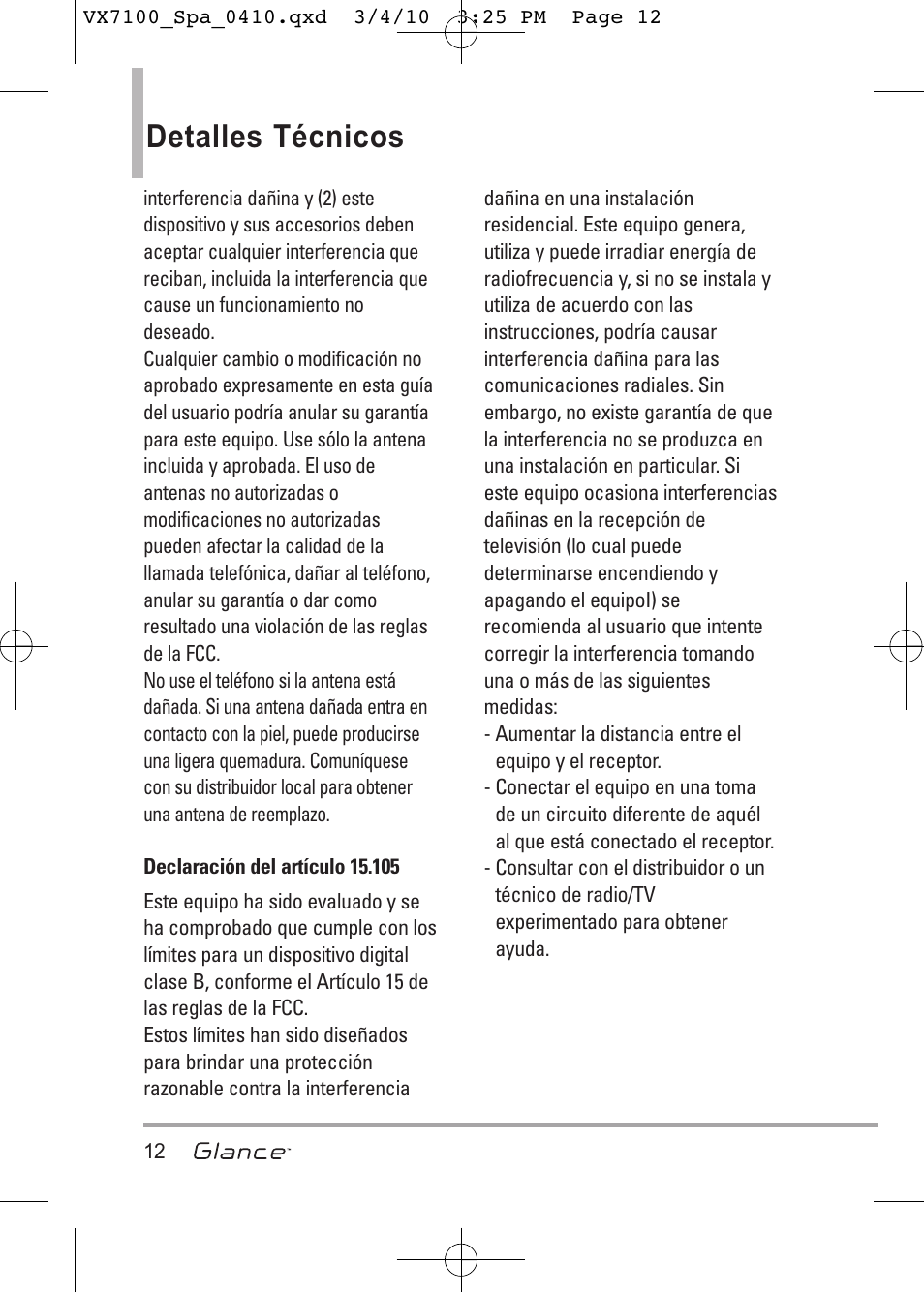 Detalles técnicos | LG LGVX7100 User Manual | Page 139 / 260