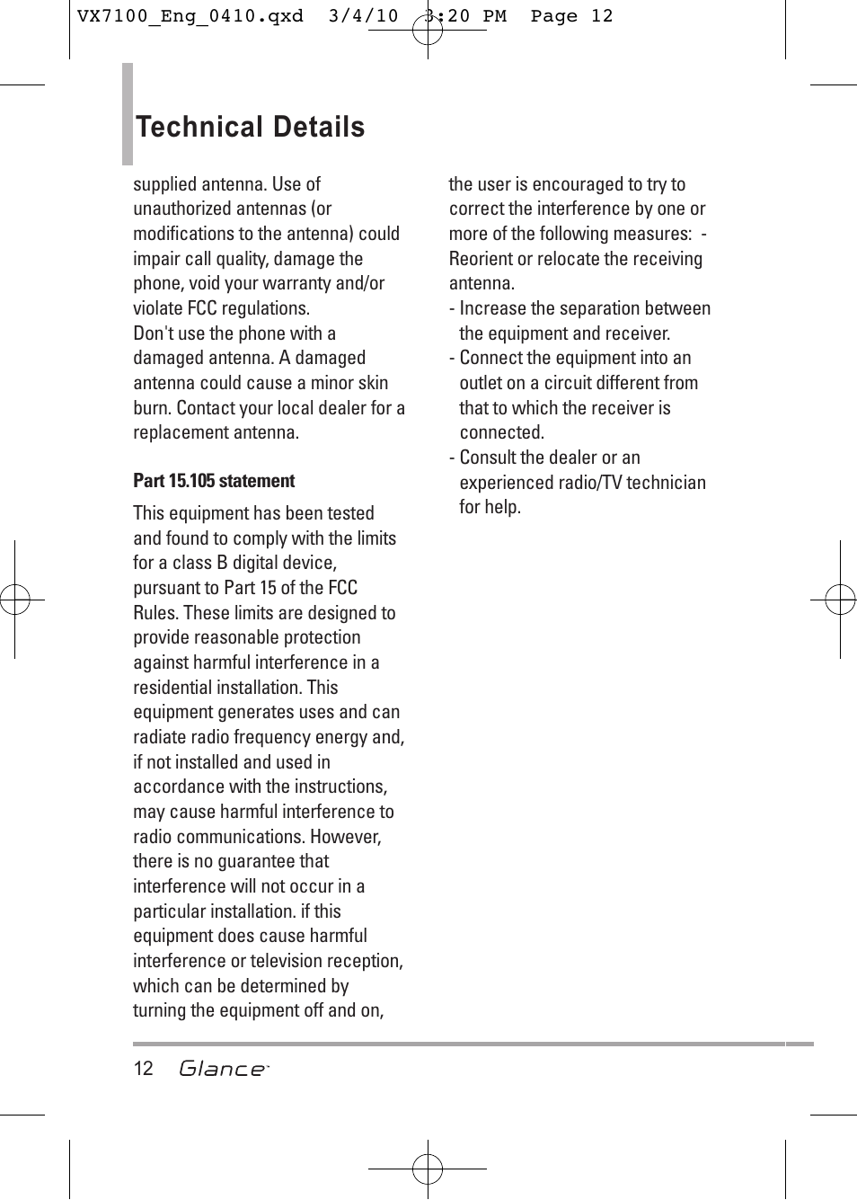Technical details | LG LGVX7100 User Manual | Page 14 / 260