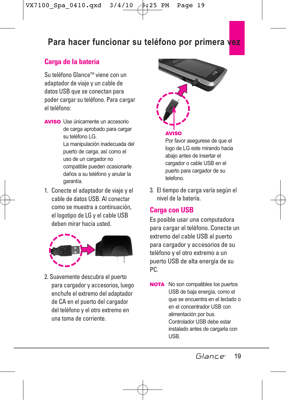 Para hacer funcionar su teléfono por primera vez | LG LGVX7100 User Manual | Page 146 / 260