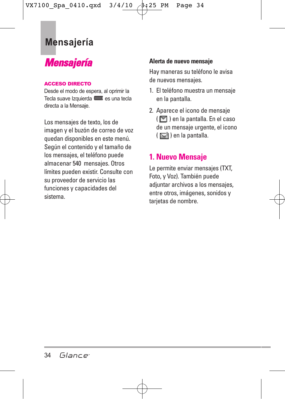 Mme en nssa ajje erríía a, Mensajería | LG LGVX7100 User Manual | Page 161 / 260