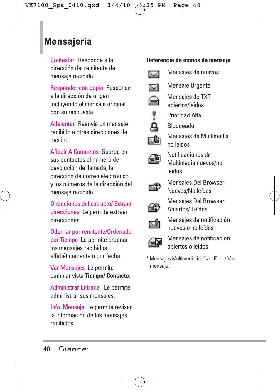 Mensajería | LG LGVX7100 User Manual | Page 167 / 260