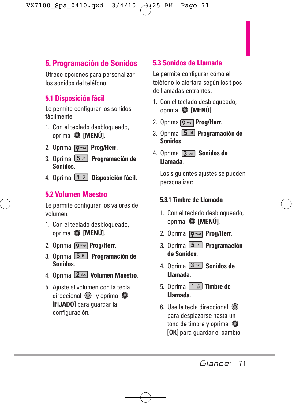 Programación de sonidos | LG LGVX7100 User Manual | Page 198 / 260
