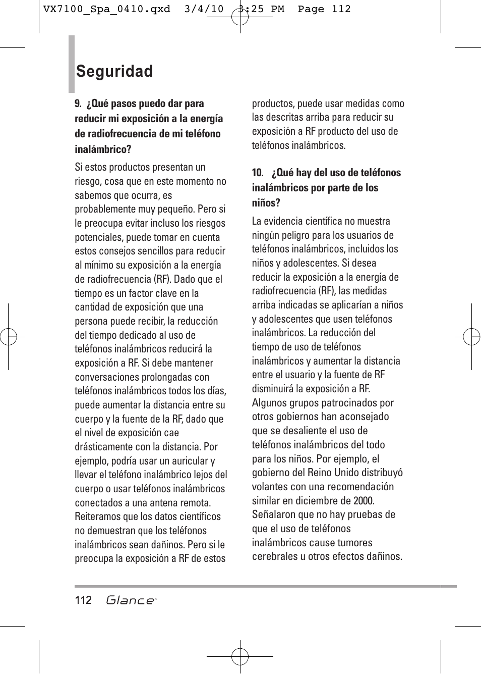 Seguridad | LG LGVX7100 User Manual | Page 239 / 260