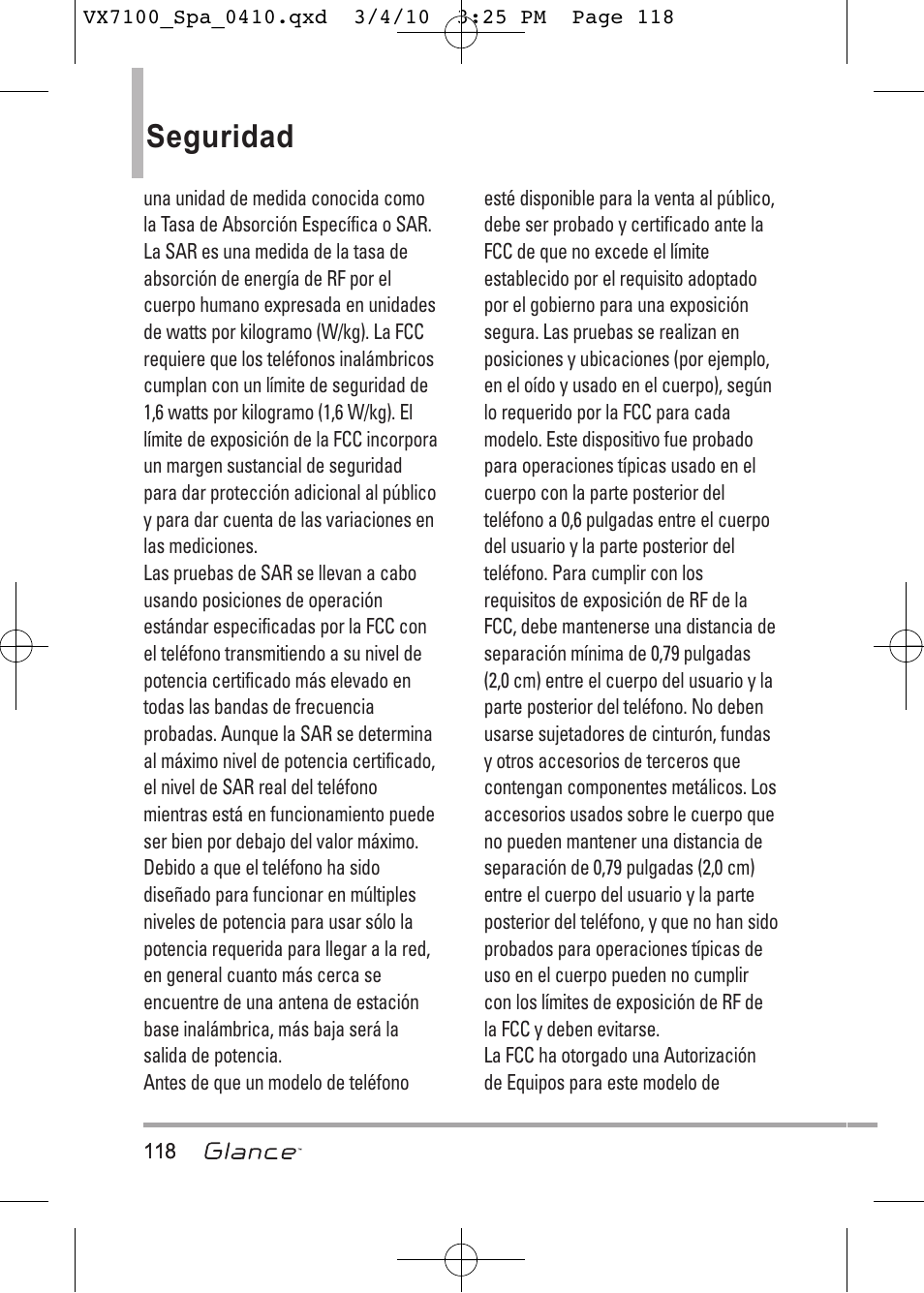 Seguridad | LG LGVX7100 User Manual | Page 245 / 260