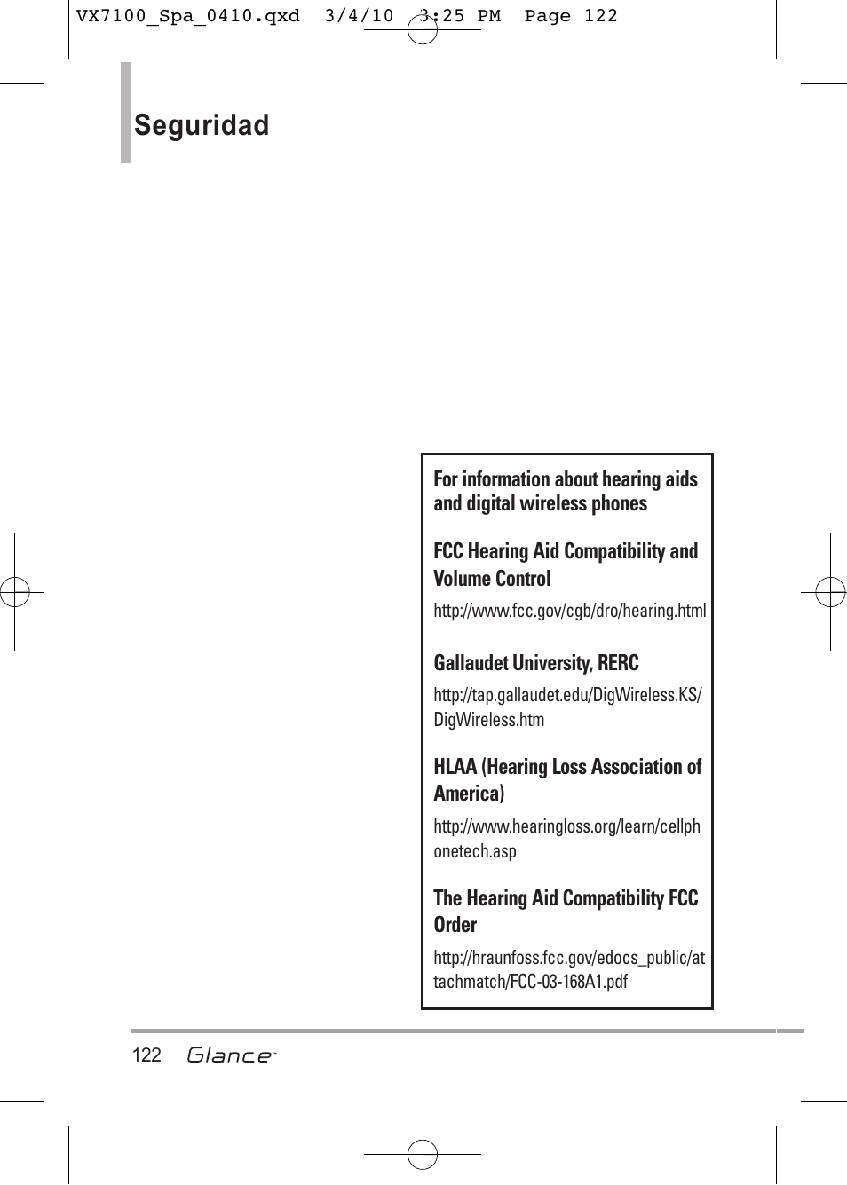 Seguridad | LG LGVX7100 User Manual | Page 249 / 260