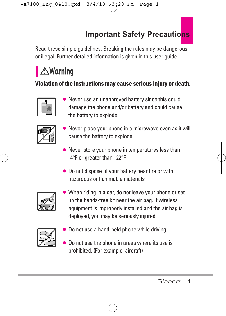 Important safety precautions | LG LGVX7100 User Manual | Page 3 / 260