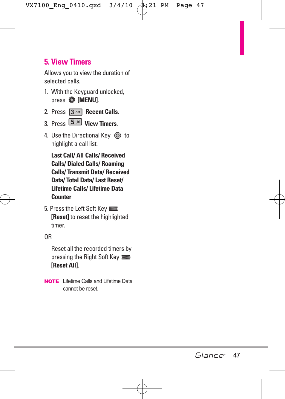 View timers | LG LGVX7100 User Manual | Page 49 / 260