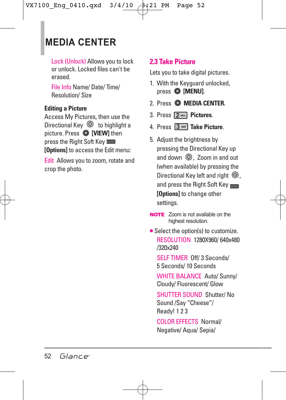 Media center | LG LGVX7100 User Manual | Page 54 / 260