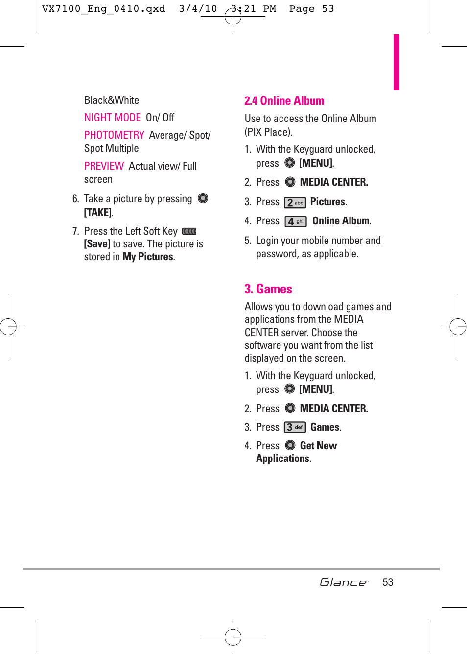 Games | LG LGVX7100 User Manual | Page 55 / 260