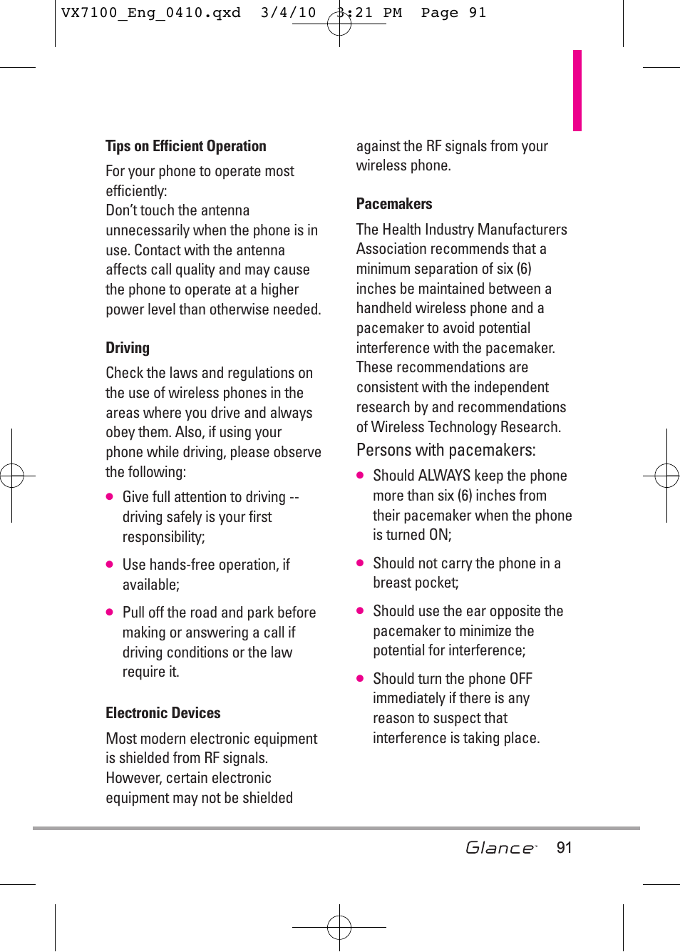 Persons with pacemakers | LG LGVX7100 User Manual | Page 93 / 260