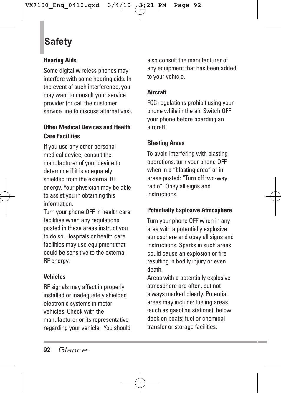 Safety | LG LGVX7100 User Manual | Page 94 / 260