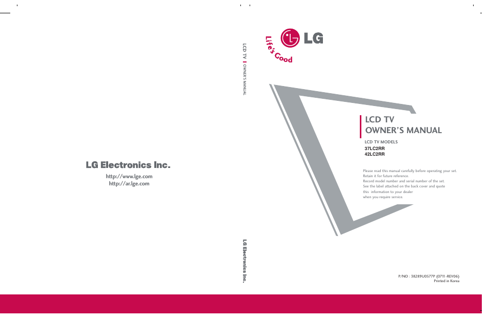 LG 37LC2RR User Manual | 90 pages