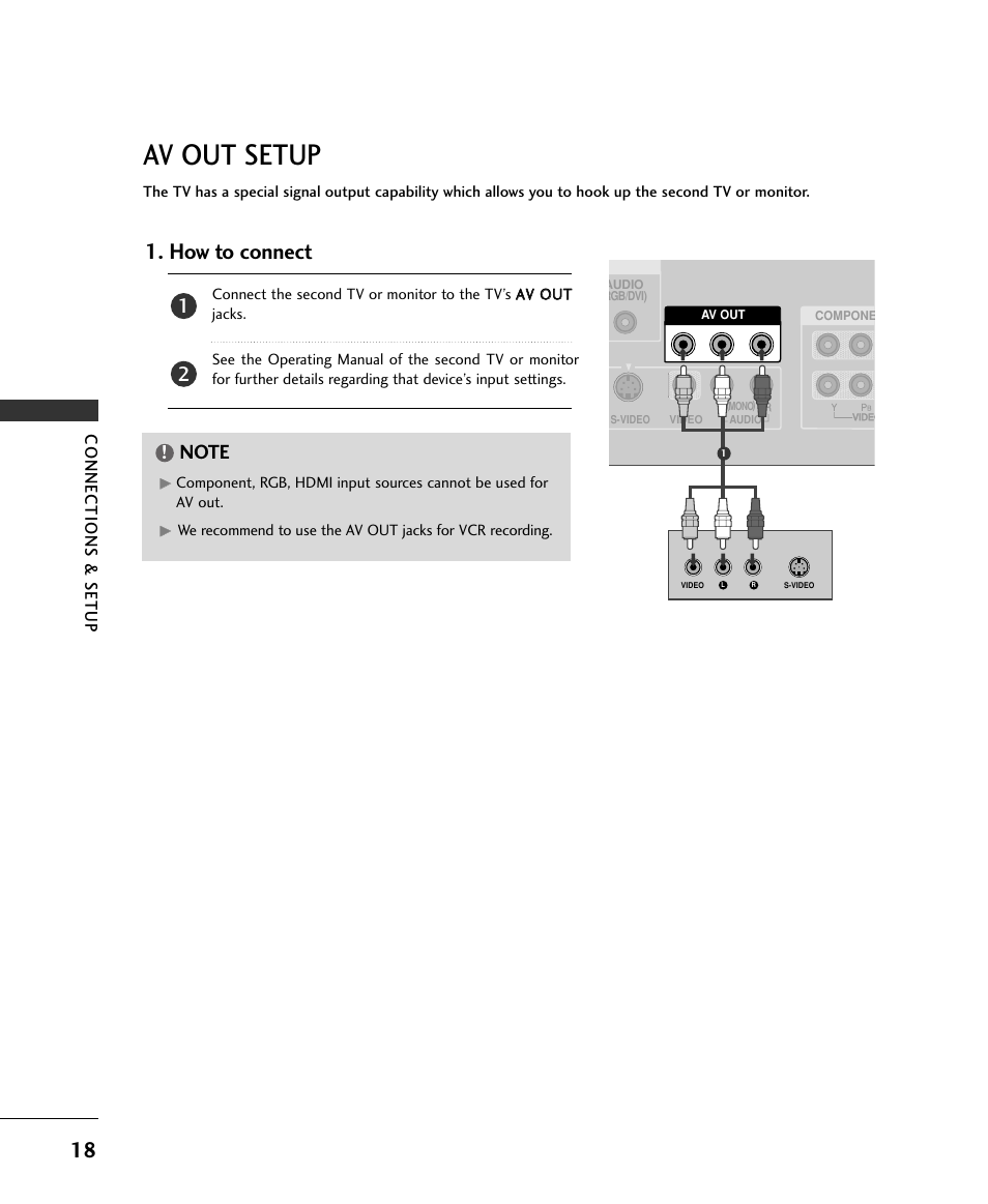 Av out setup, How to connect | LG 37LC2RR User Manual | Page 20 / 90