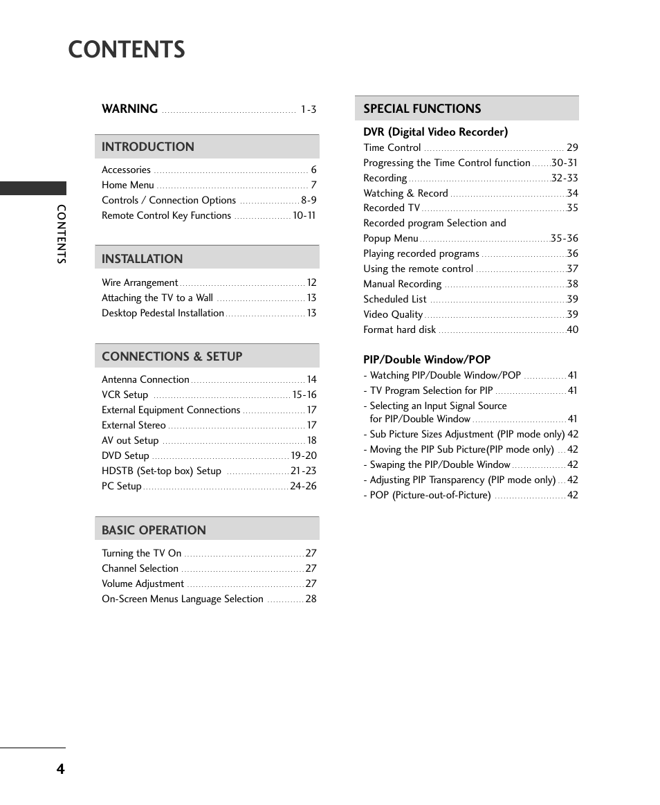 LG 37LC2RR User Manual | Page 6 / 90