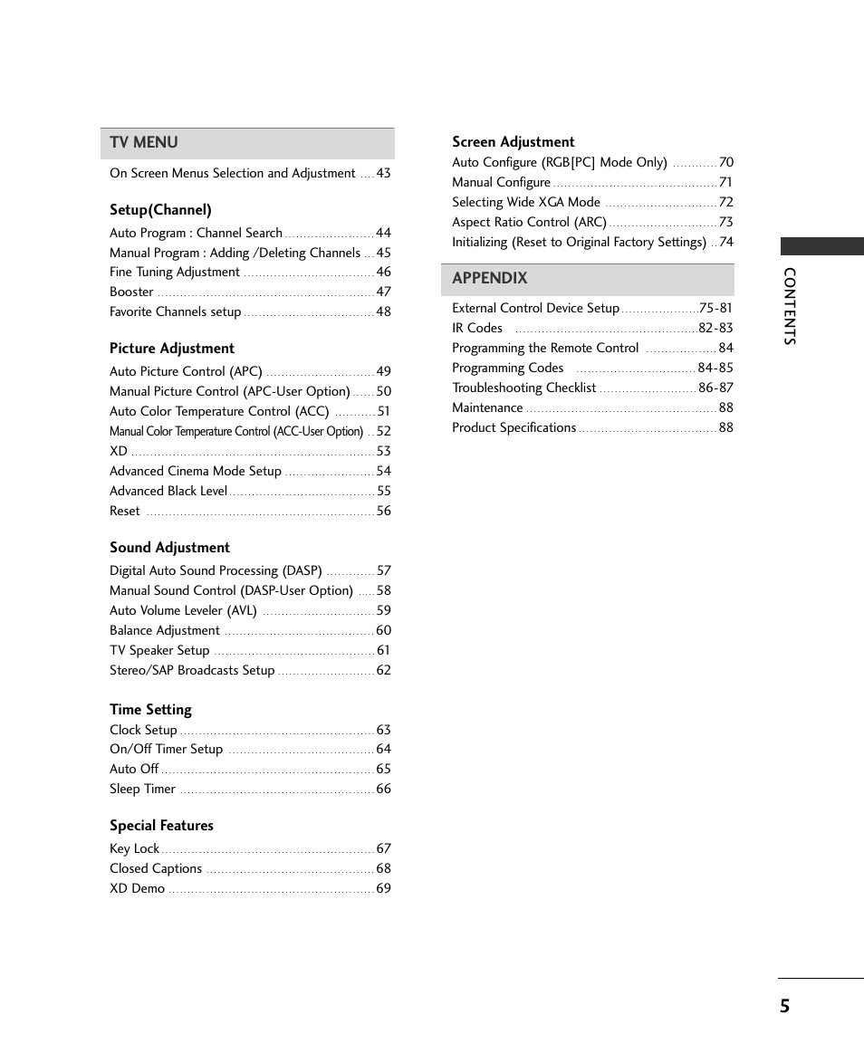 LG 37LC2RR User Manual | Page 7 / 90