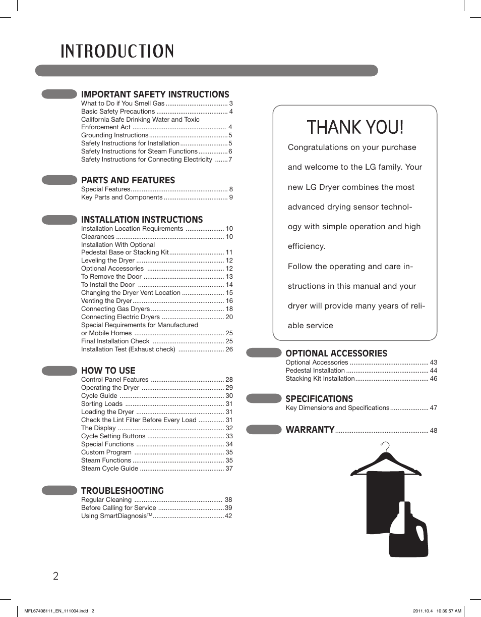 LG DLEX2650W User Manual | Page 2 / 100