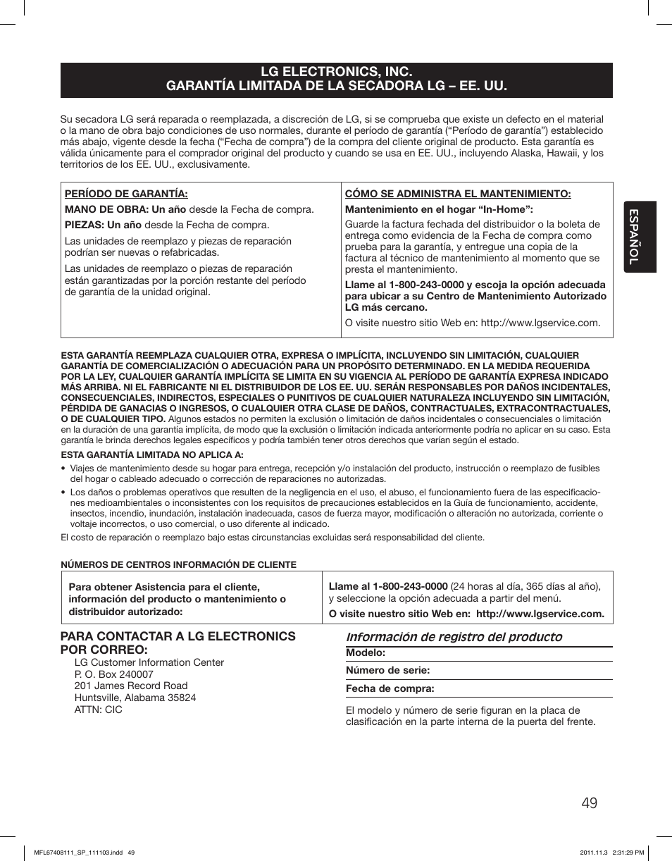 LG DLEX2650W User Manual | Page 97 / 100