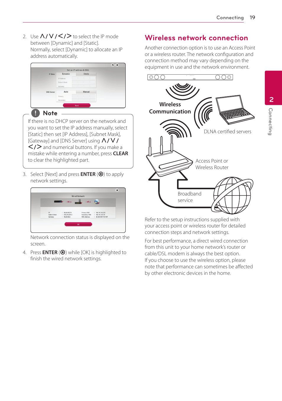 Wireless network connection | LG NB3730A User Manual | Page 19 / 66