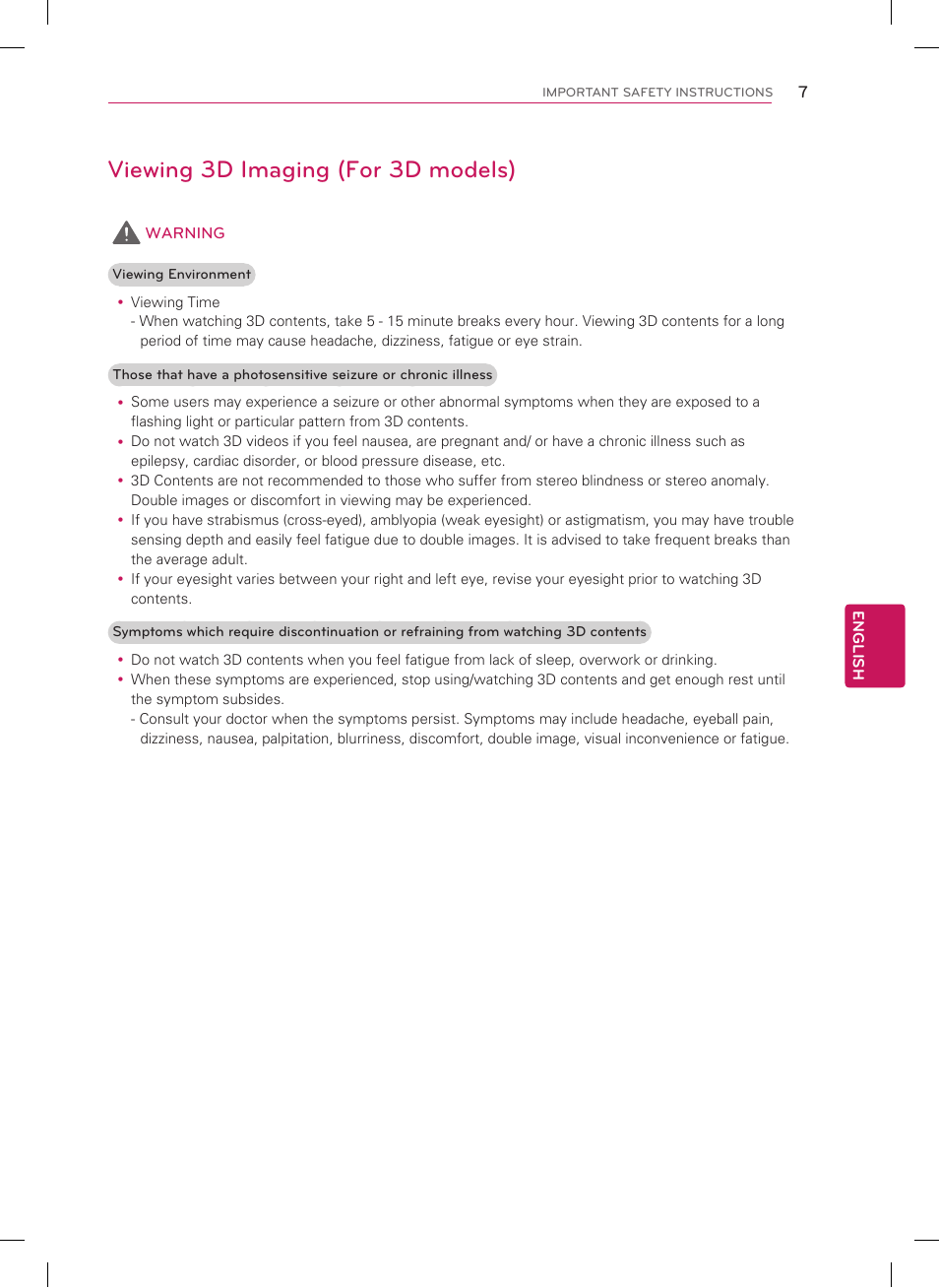Viewing 3d imaging (for 3d models) | LG 65LM6200 User Manual | Page 7 / 40