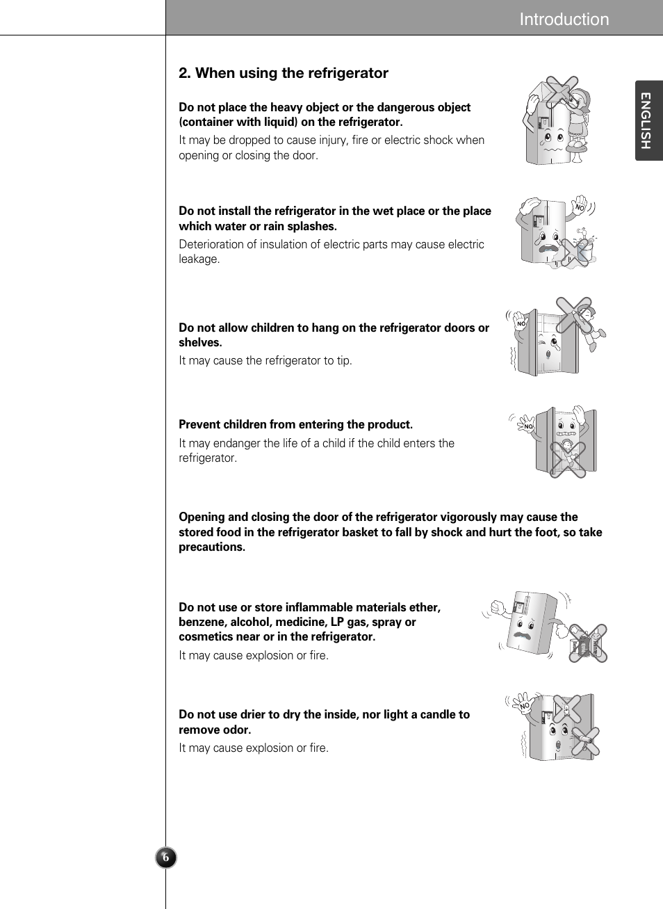 Introduction, When using the refrigerator | LG LSC24971ST User Manual | Page 6 / 43
