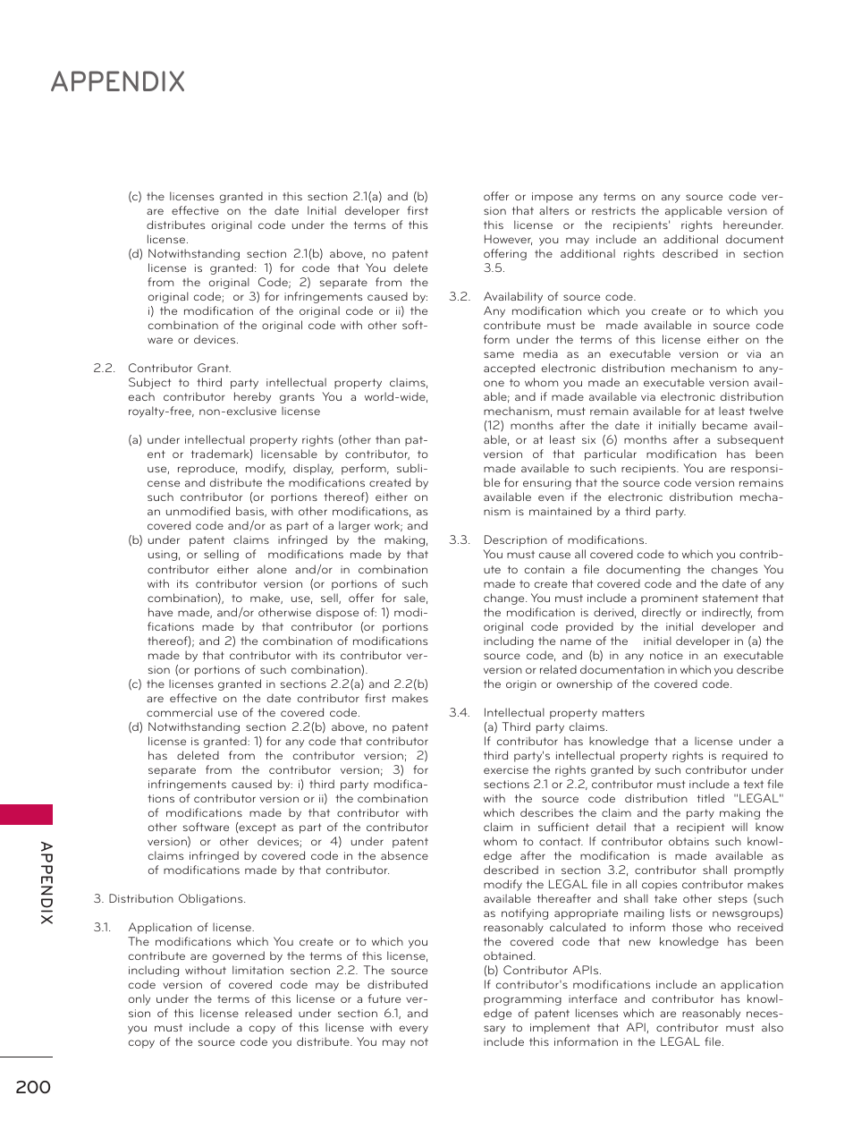 Appendix, Ap p en d ix | LG 32LD550 User Manual | Page 200 / 204