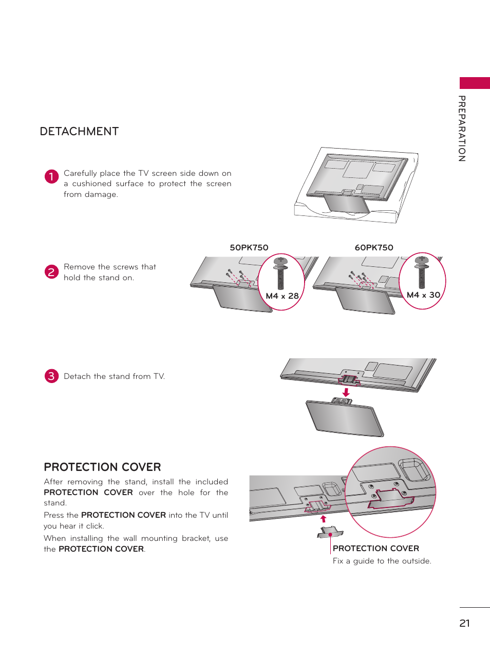 Detachment protection cover | LG 32LD550 User Manual | Page 21 / 204