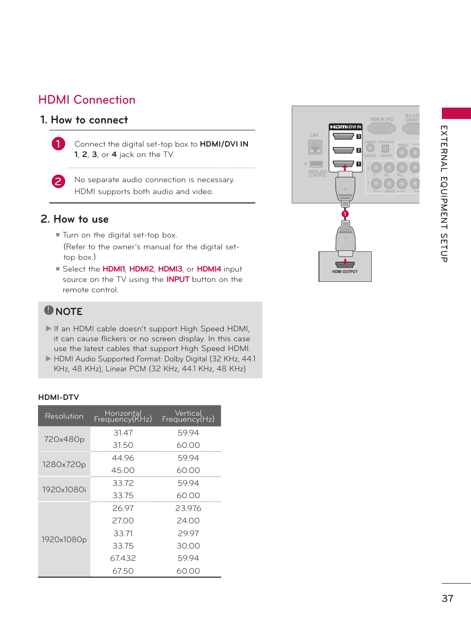 Hdmi connection, How to connect, How to use | LG 32LD550 User Manual | Page 37 / 204