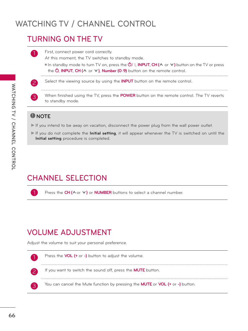 Watching tv / channel control | LG 32LD550 User Manual | Page 66 / 204
