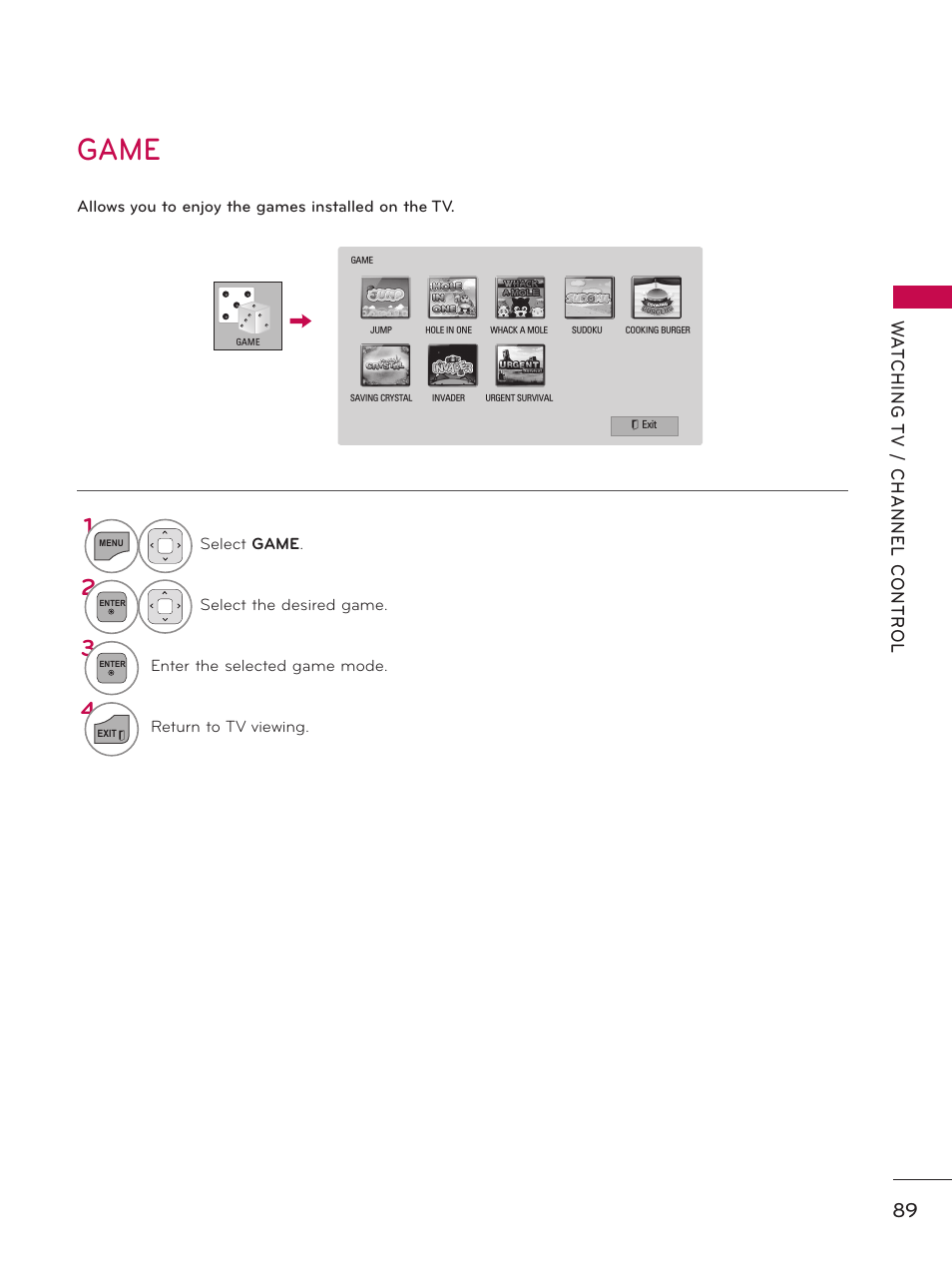 Game | LG 32LD550 User Manual | Page 89 / 204