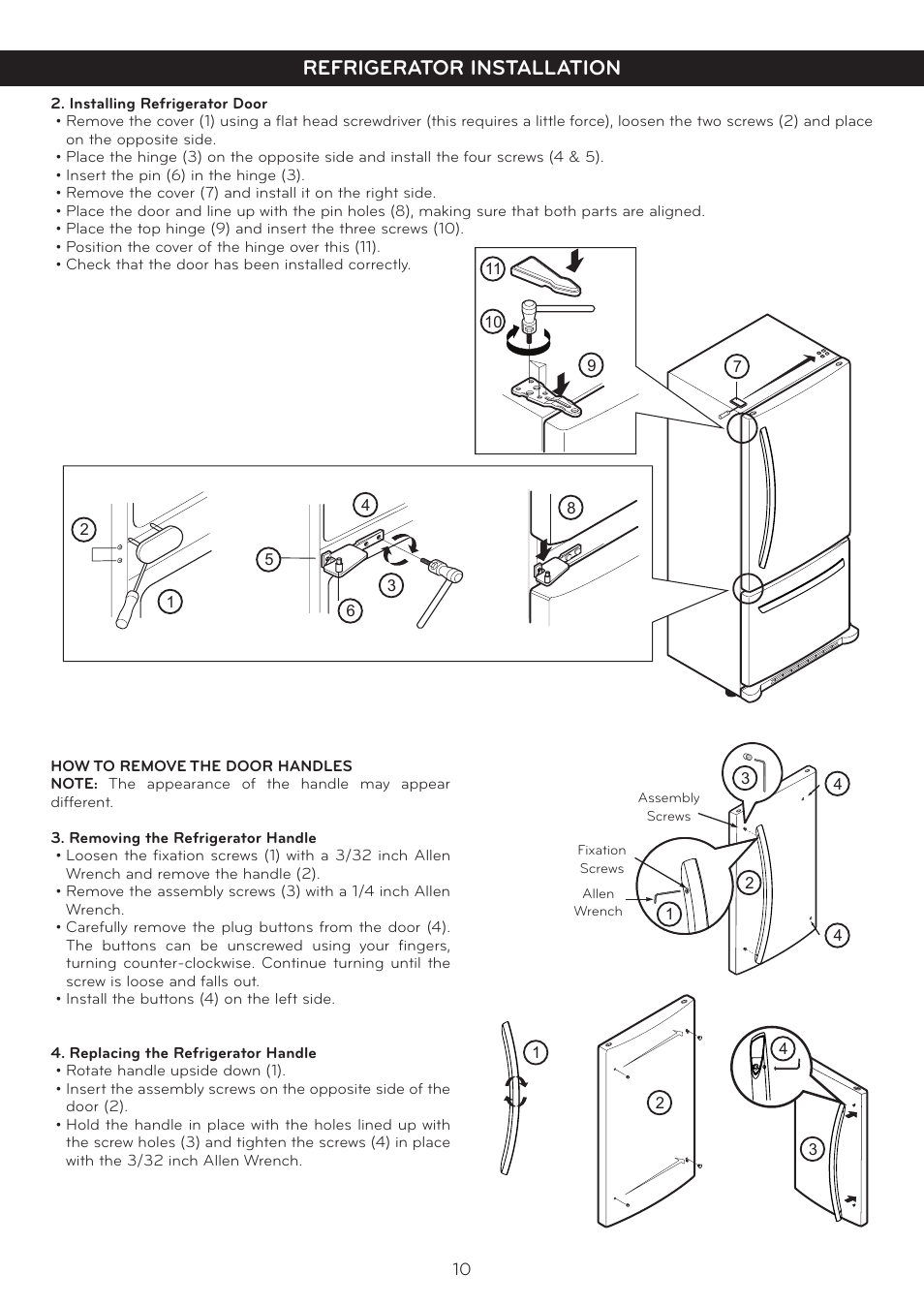 Refrigerator installation | LG LBC20514SW User Manual | Page 11 / 35