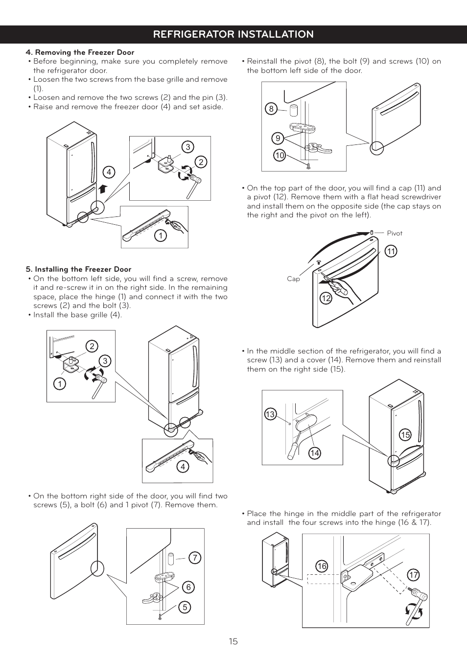 Refrigerator installation | LG LBC20514SW User Manual | Page 16 / 35