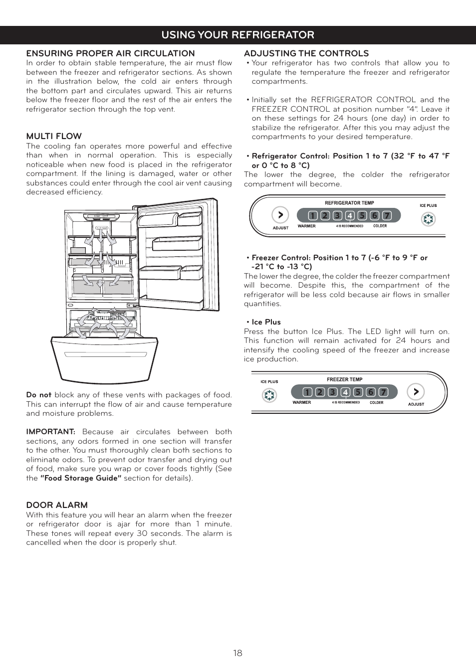 Using your refrigerator | LG LBC20514SW User Manual | Page 19 / 35