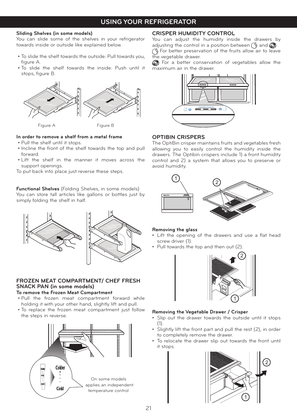 Using your refrigerator | LG LBC20514SW User Manual | Page 22 / 35