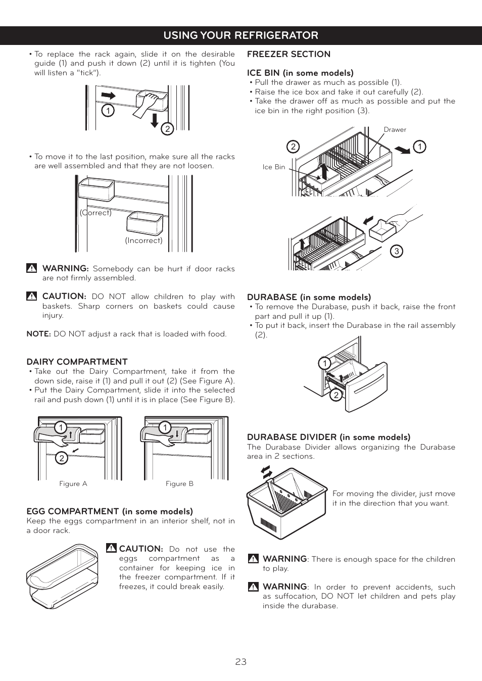 Using your refrigerator | LG LBC20514SW User Manual | Page 24 / 35