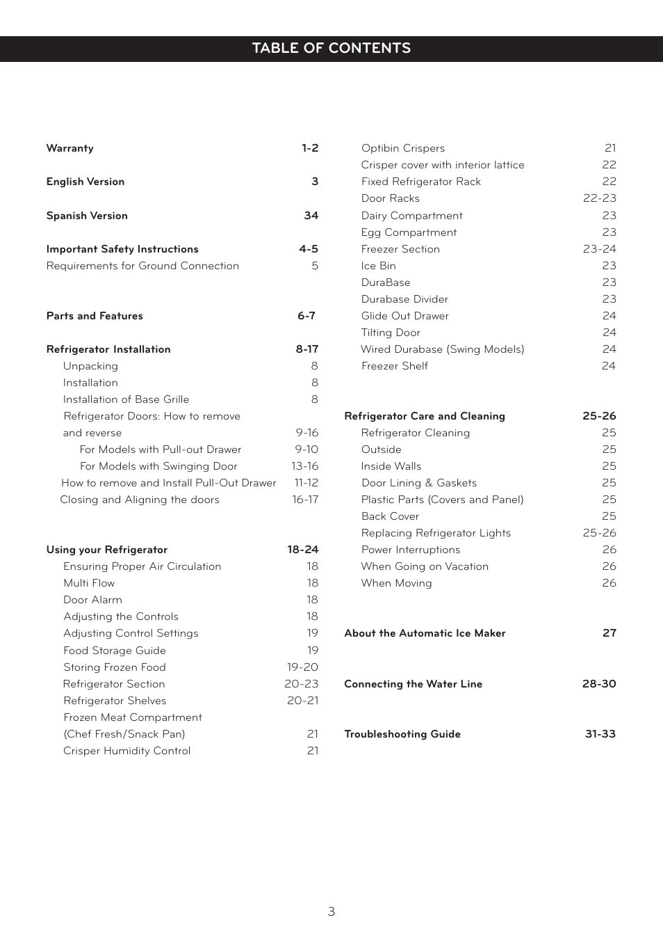 Table of contents garantía | LG LBC20514SW User Manual | Page 4 / 35