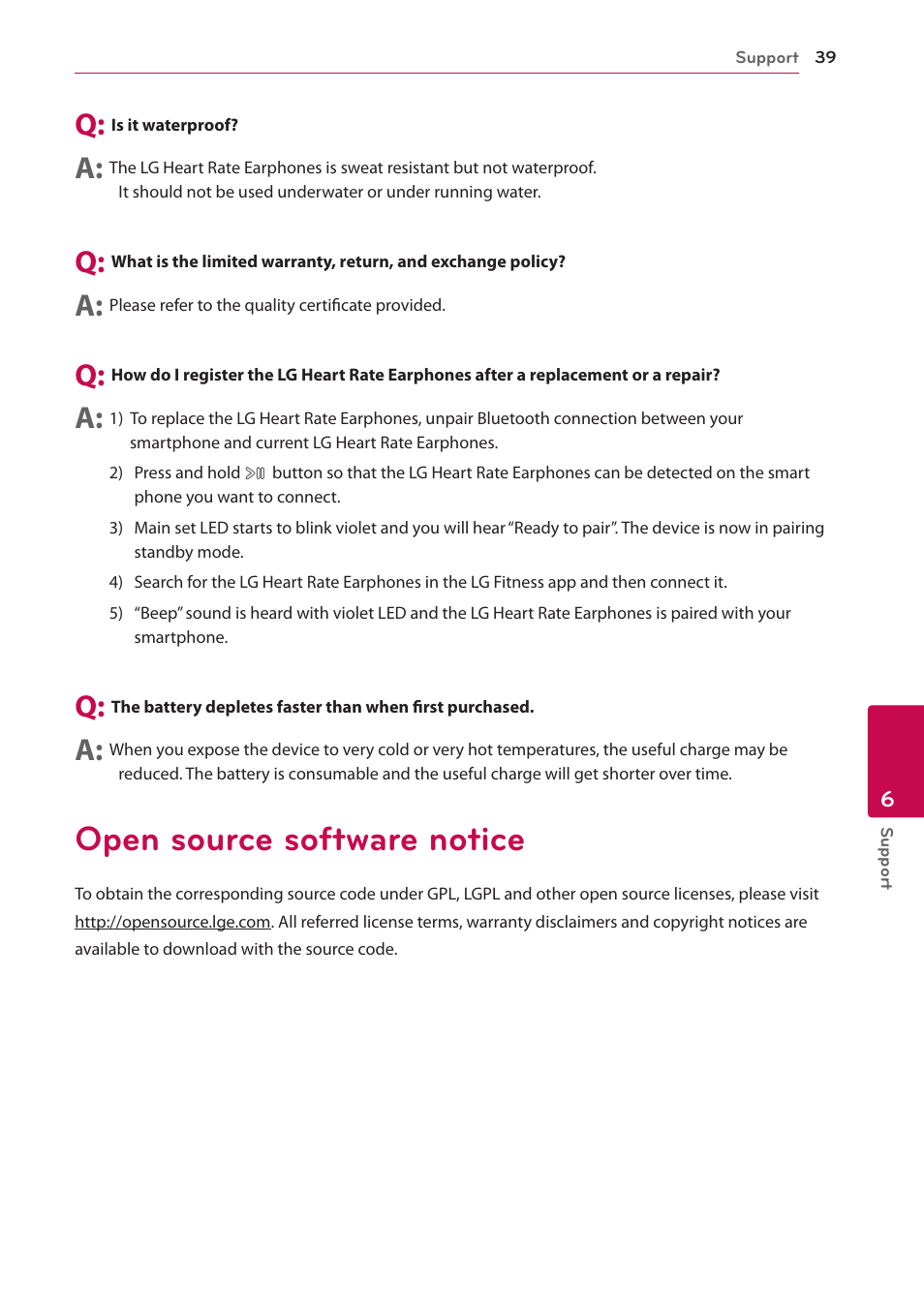 Open source software notice | LG FR74 User Manual | Page 39 / 42