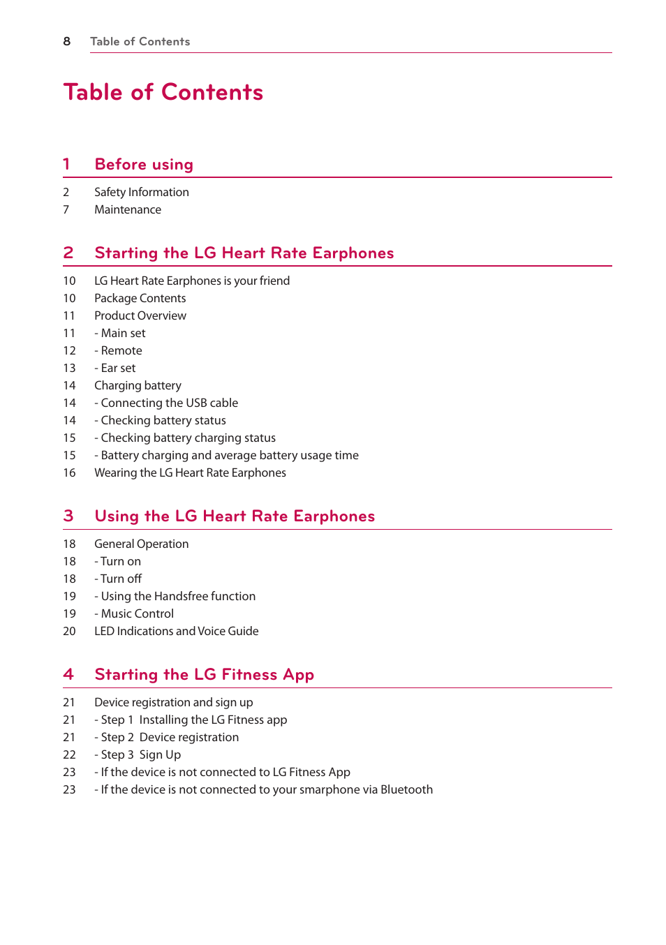 LG FR74 User Manual | Page 8 / 42