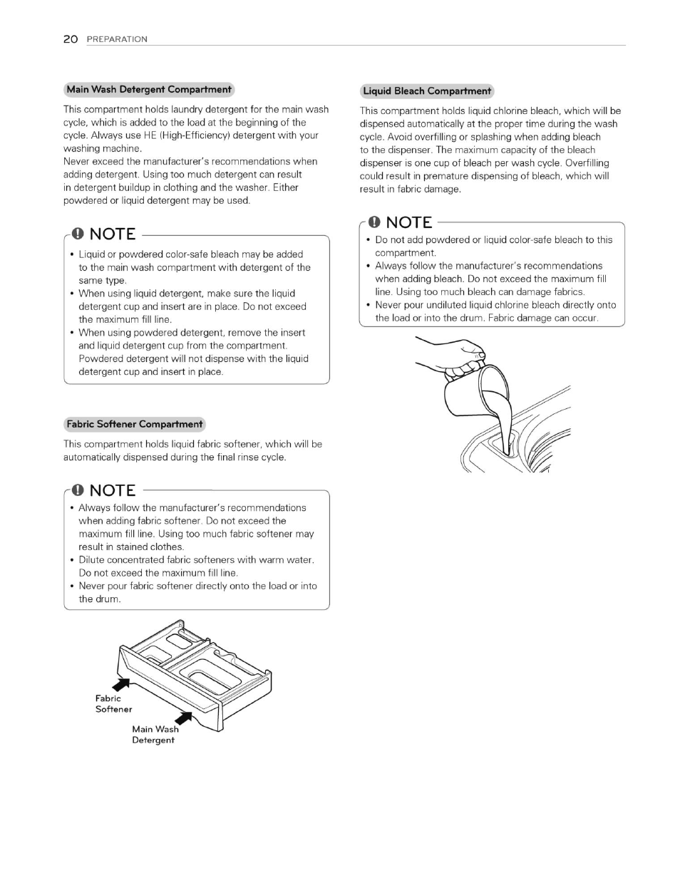 O note | LG WT4870CW User Manual | Page 20 / 76