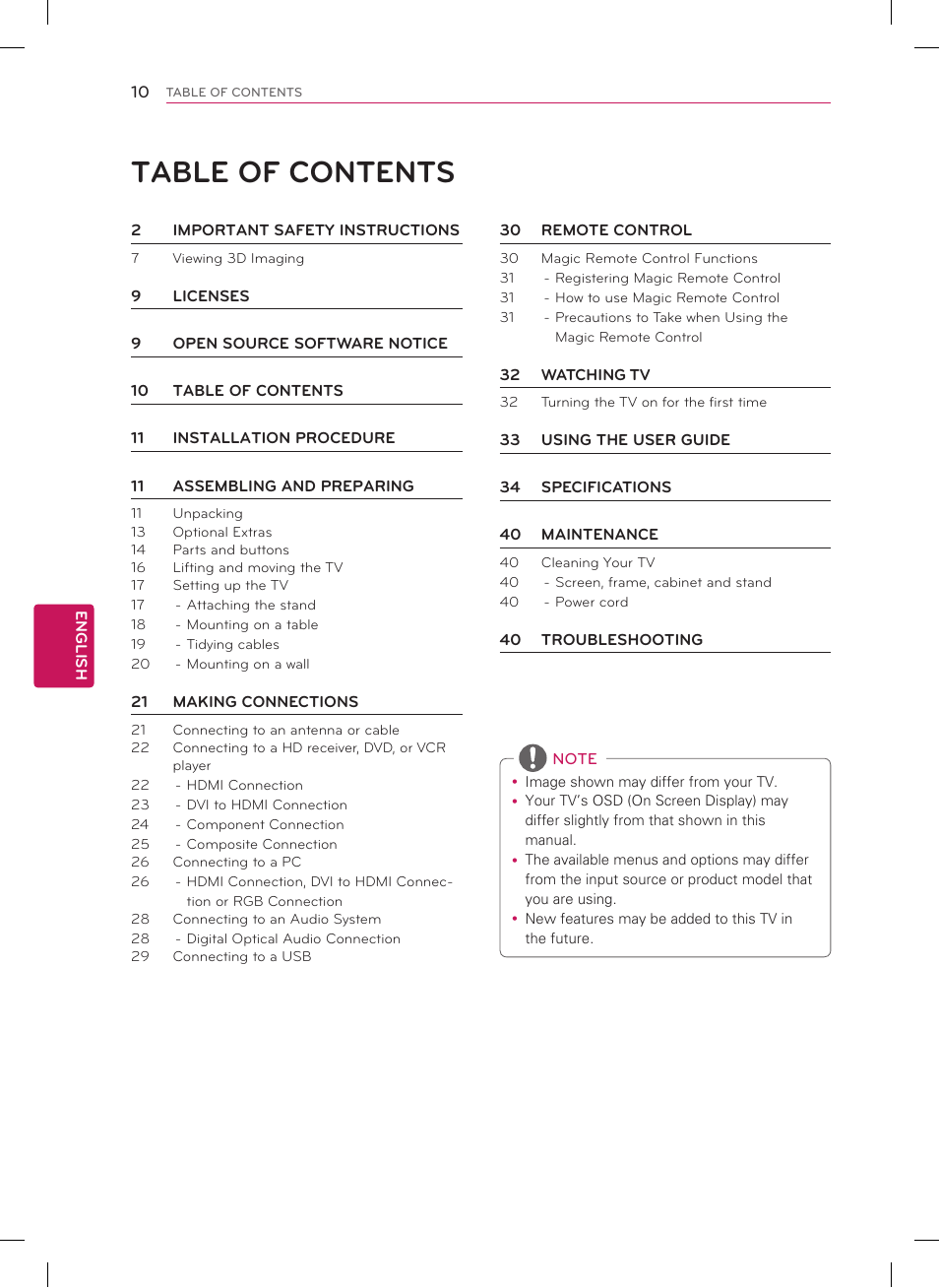 LG 55LM7600 User Manual | Page 10 / 44