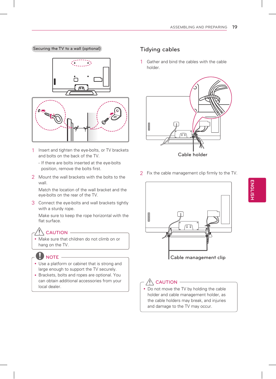 Tidying cables | LG 55LM7600 User Manual | Page 19 / 44