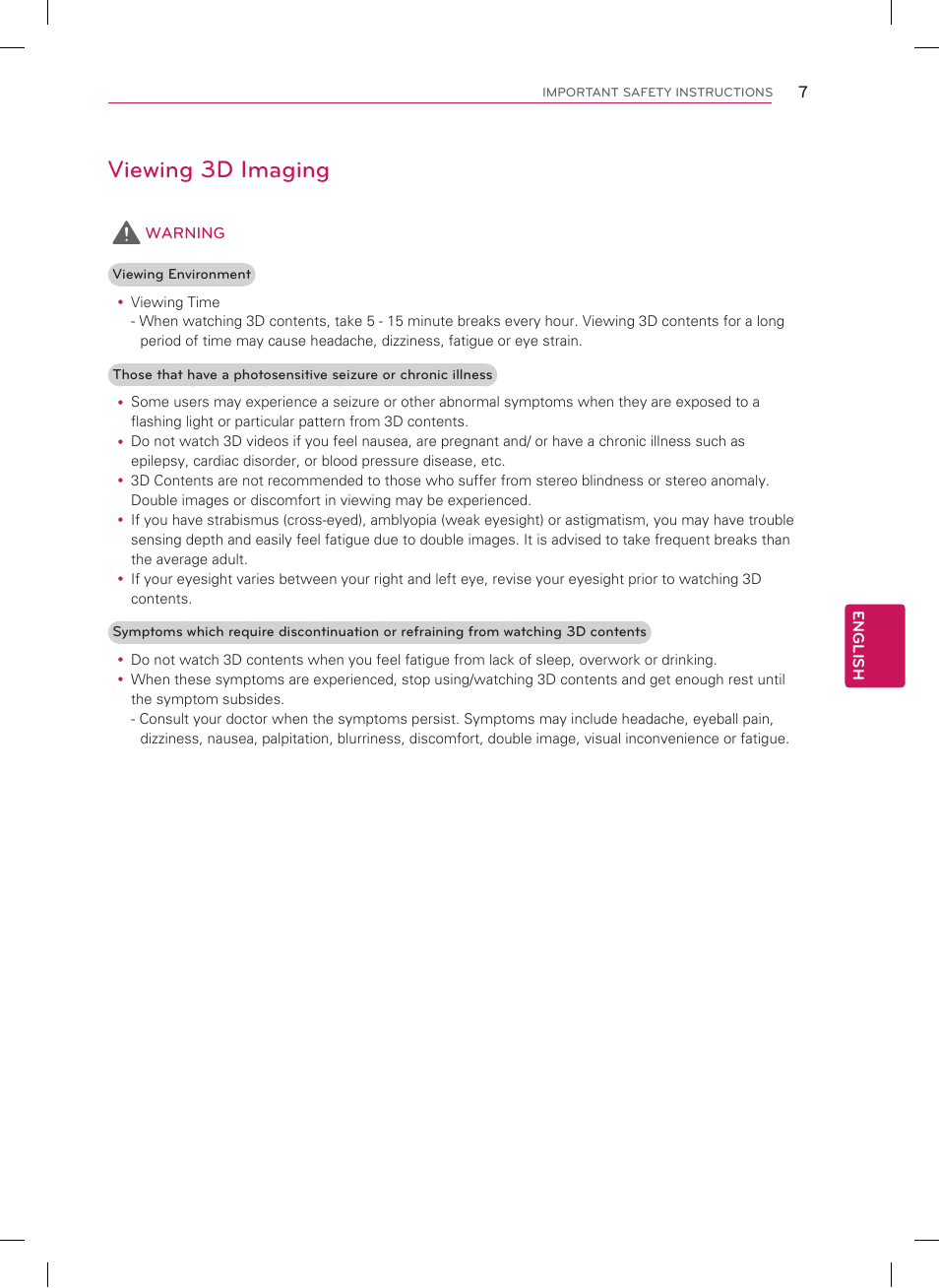 Viewing 3d imaging | LG 55LM7600 User Manual | Page 7 / 44