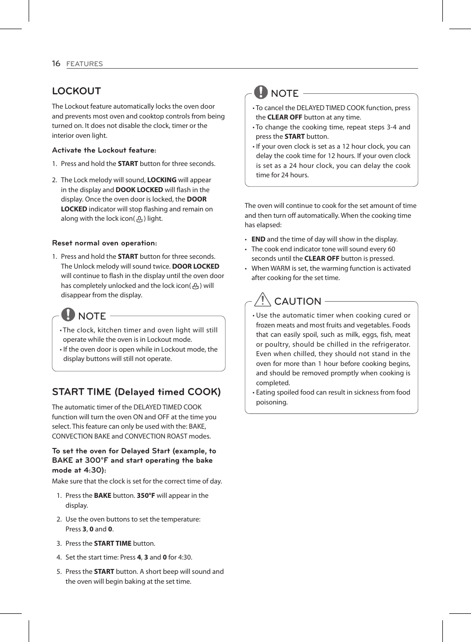 Lockout, Caution | LG LSE3090ST User Manual | Page 16 / 92