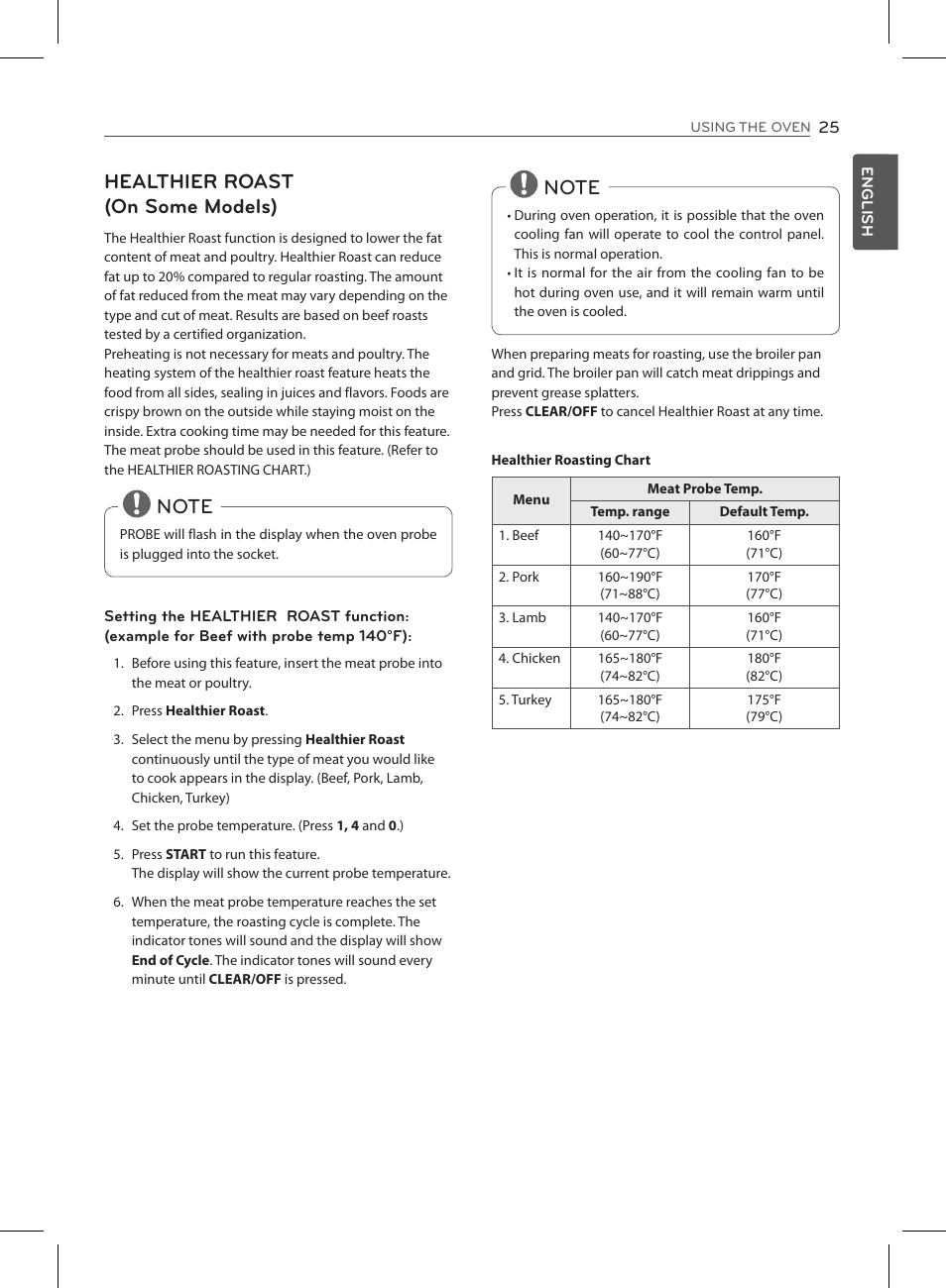 Healthier roast (on some models) | LG LSE3090ST User Manual | Page 25 / 92