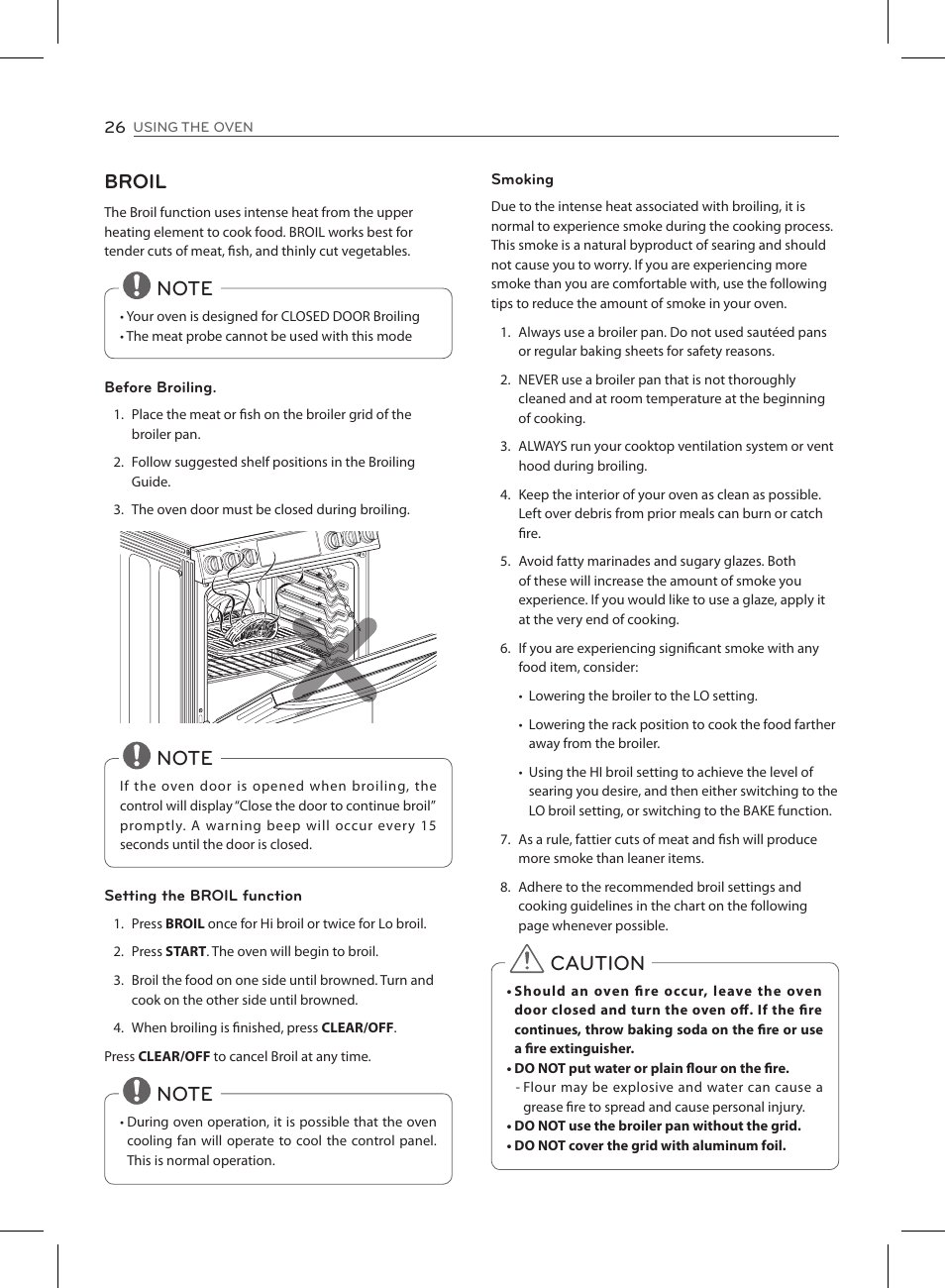 Broil, Caution | LG LSE3090ST User Manual | Page 26 / 92