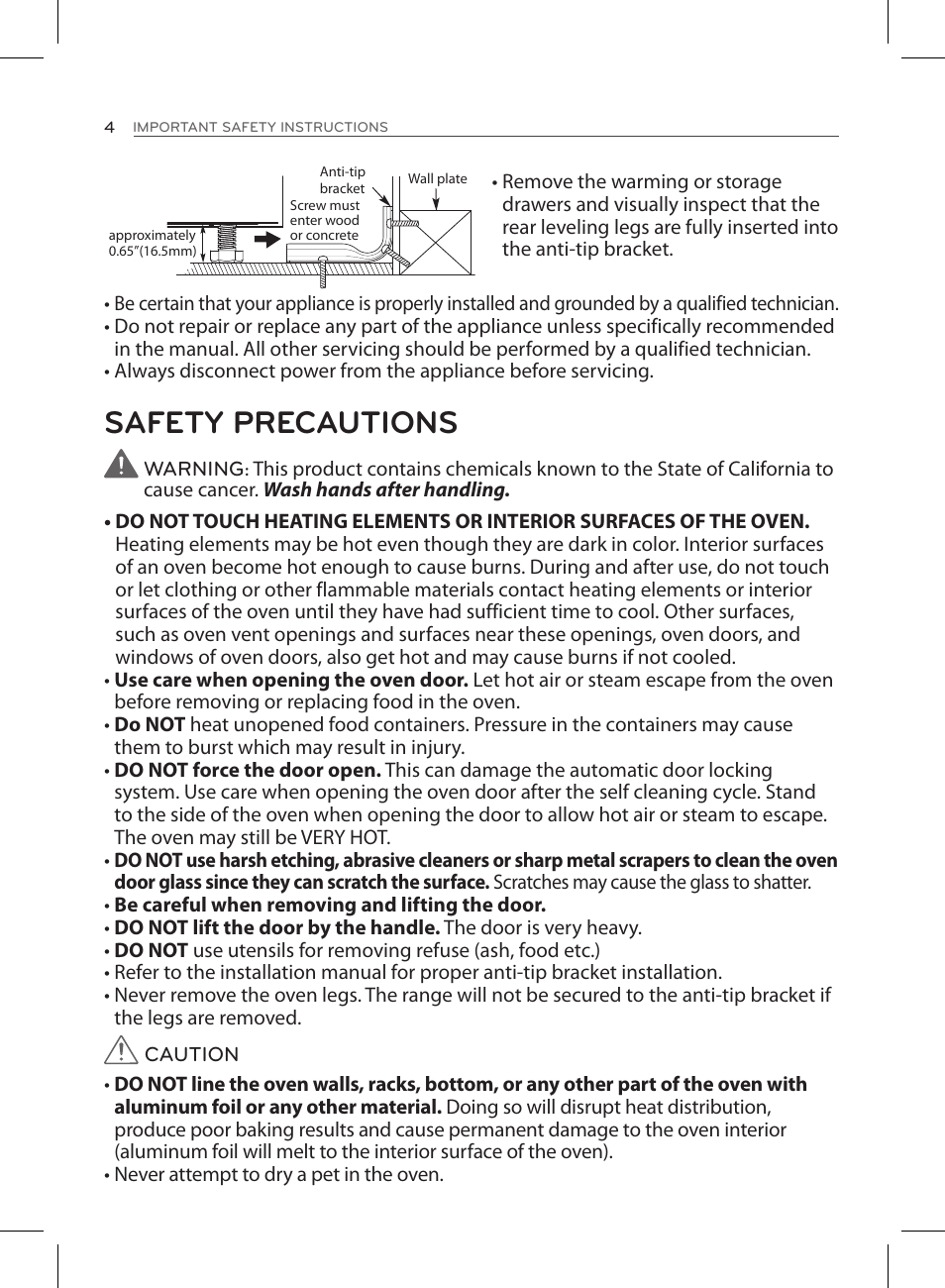 Safety precautions | LG LSE3090ST User Manual | Page 4 / 92