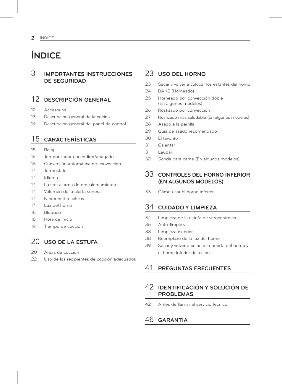 Índice | LG LSE3090ST User Manual | Page 46 / 92