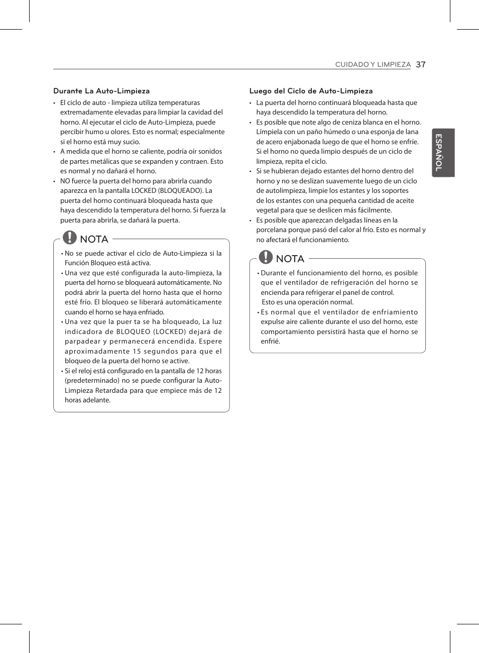 Nota | LG LSE3090ST User Manual | Page 81 / 92