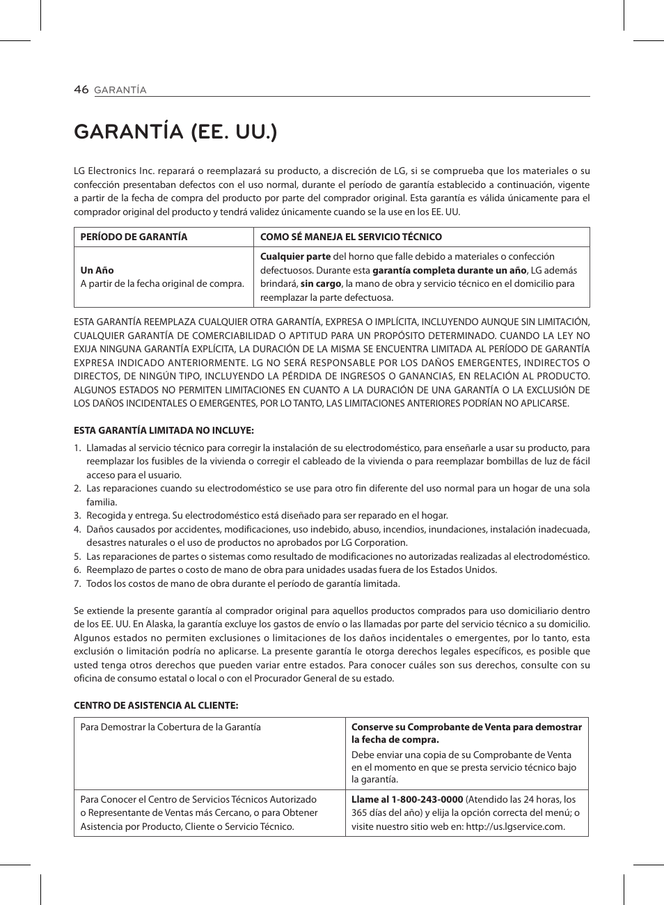 Garantía (ee. uu.) | LG LSE3090ST User Manual | Page 90 / 92