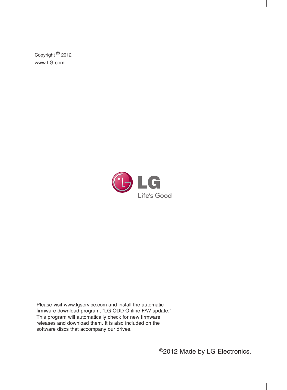 2012 made by lg electronics | LG BH16NS40 User Manual | Page 16 / 16